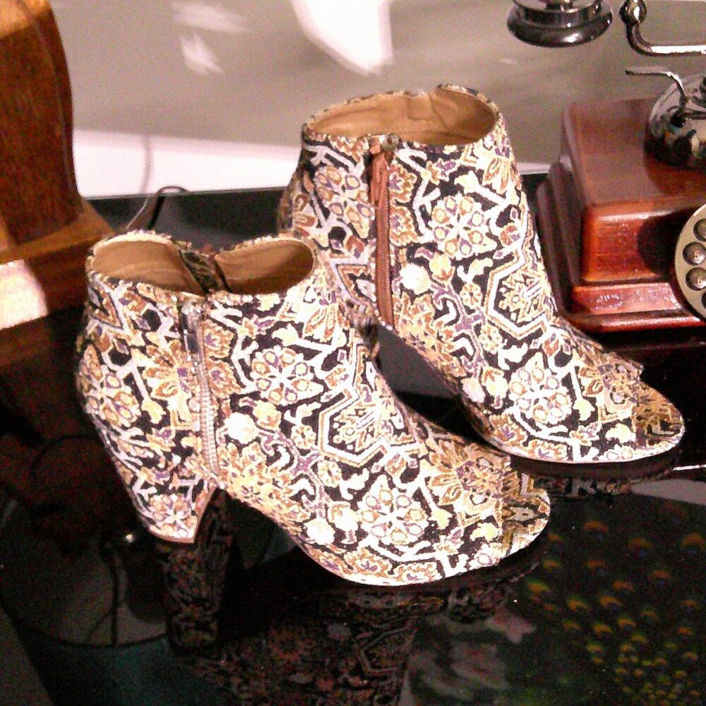 Candie's Tapestry Peep Toe Bootie